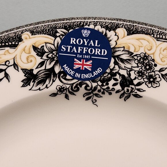 Set of 2 Dinner Plates - Royal Stafford Skulls & Roses Halloween China Dishes - Picture 5 of 6